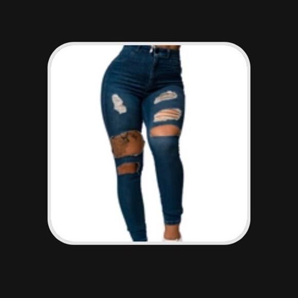 FIT JEANS Fitjeans Women’s S Regular V2 Super Ripped High Waisted Azure‎ Bluex - Picture 12 of 12